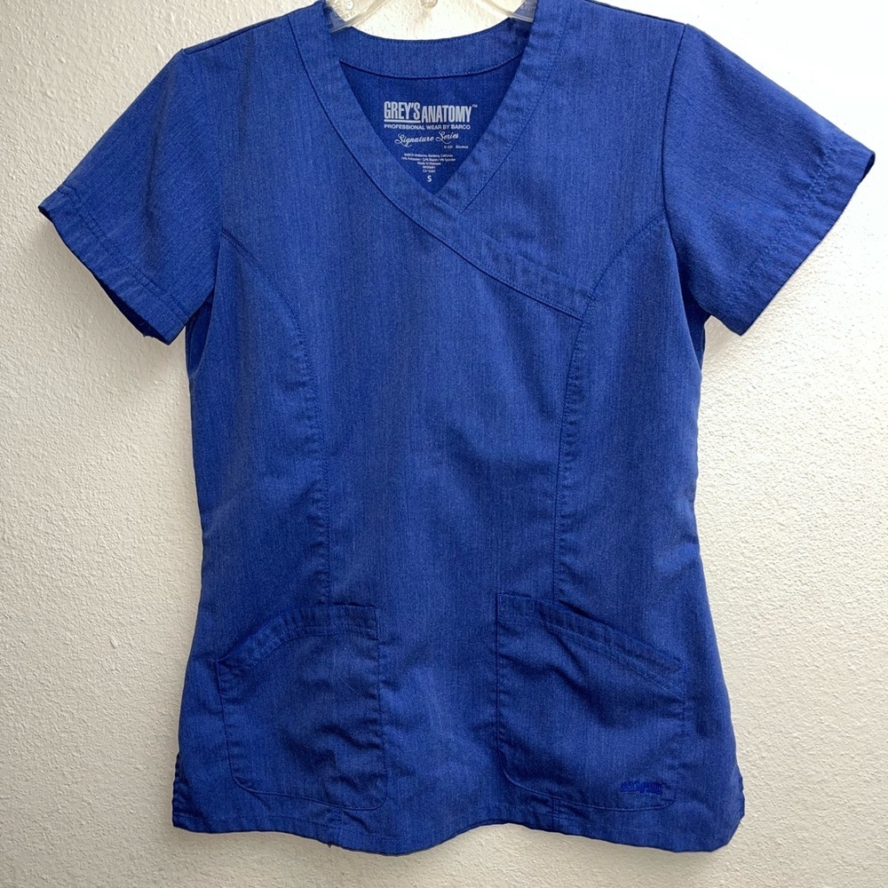 Women's Blue‎ Scrubs Top-Size S V-Neck by Grey's Anatomy-EUC